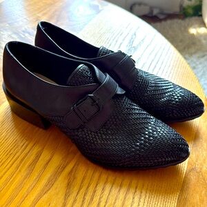 Pour La Victoire Hila Woven Oxford Black Leather Shoes size 9.5 9